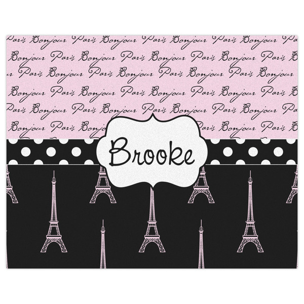 Paris Bonjour and Eiffel Tower Indoor / Outdoor Rug - 8'x10' - Front Flat