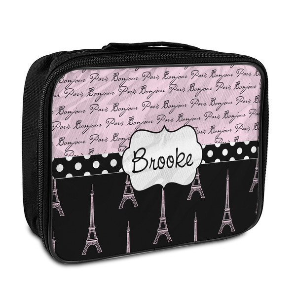 Custom Paris Bonjour and Eiffel Tower Insulated Lunch Bag (Personalized)