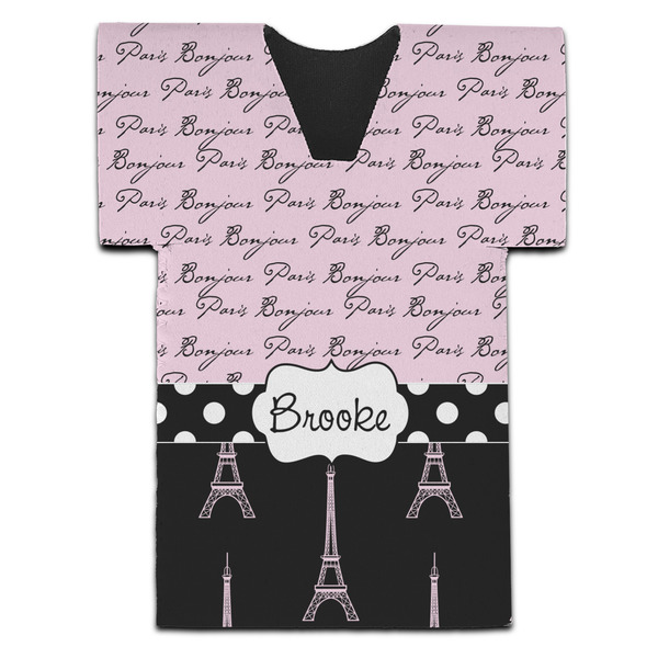 Paris Bonjour and Eiffel Tower Jersey Bottle Cooler - Set of 4 - FRONT (flat)