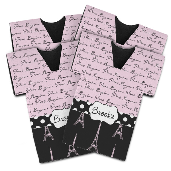 Paris Bonjour and Eiffel Tower Jersey Bottle Cooler - Set of 4 - MAIN (flat)