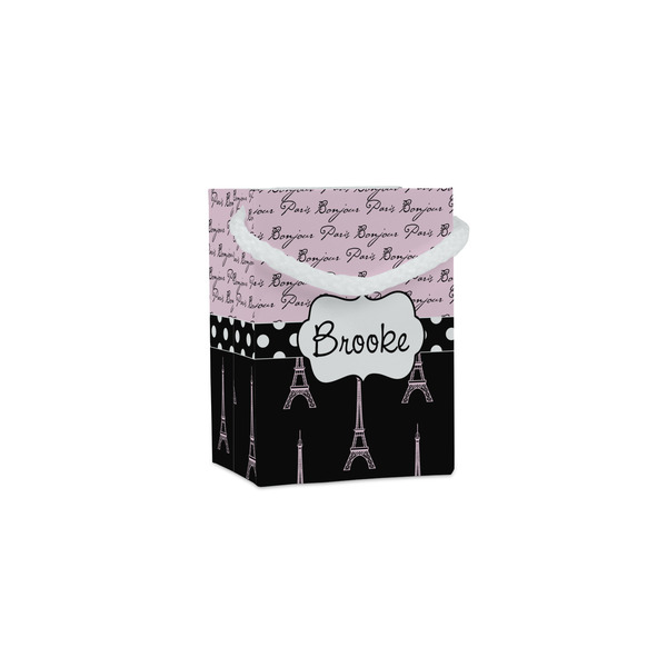 Custom Paris Bonjour and Eiffel Tower Jewelry Gift Bags - Gloss (Personalized)