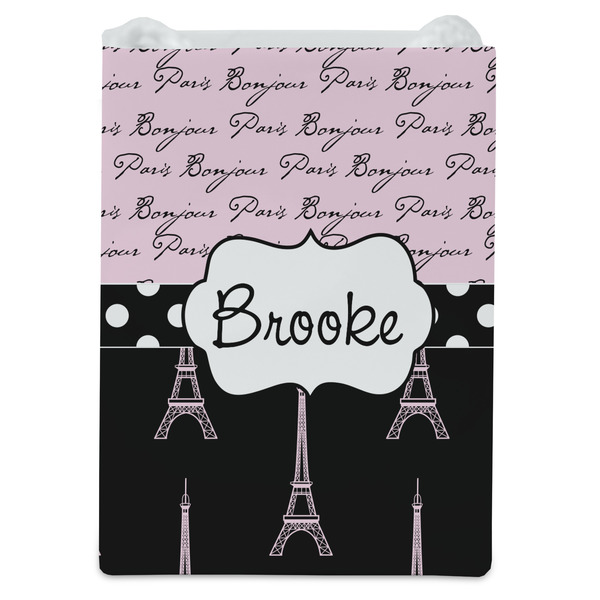Paris Bonjour and Eiffel Tower Jewelry Gift Bag - Matte - Front
