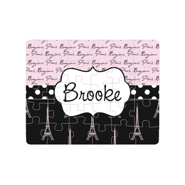 Custom Paris Bonjour and Eiffel Tower 30 pc Jigsaw Puzzle (Personalized)