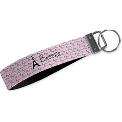 Paris Bonjour and Eiffel Tower Webbing Keychain Fob - Small (Personalized)