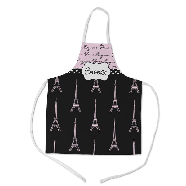Custom Paris Bonjour and Eiffel Tower Kid's Apron w/ Name or Text