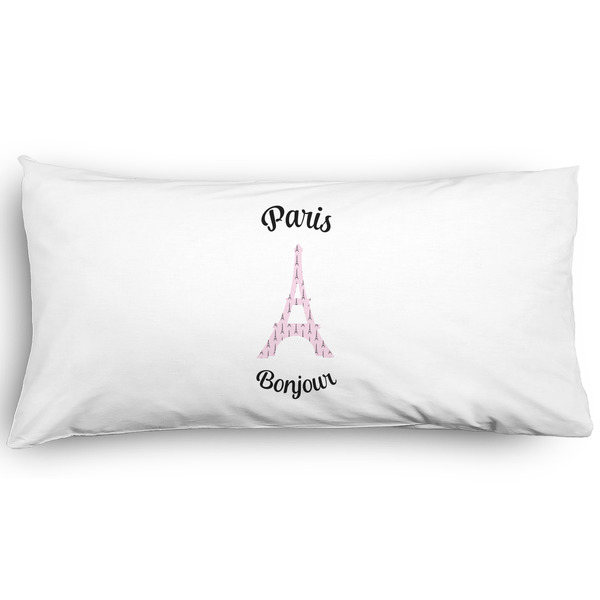 Custom Paris Bonjour and Eiffel Tower Pillow Case - King - Graphic (Personalized)