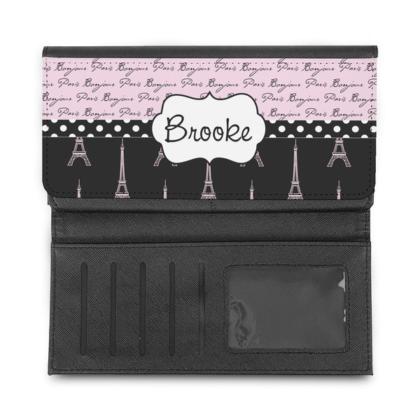 Paris Bonjour and Eiffel Tower Ladies Wallet - Half Way Open