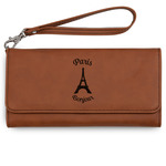 Paris Bonjour and Eiffel Tower Ladies Leatherette Wallet - Laser Engraved - Rawhide (Personalized)