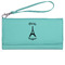 Paris Bonjour and Eiffel Tower Ladies Leatherette Wallet - Laser Engraved- Teal (Personalized)