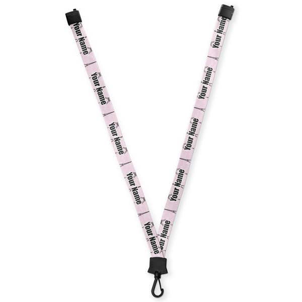 Custom Paris Bonjour and Eiffel Tower Lanyard (Personalized)