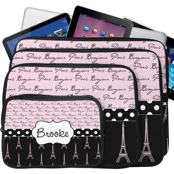 Paris Bonjour and Eiffel Tower Laptop Case Sizes