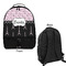 Paris Bonjour and Eiffel Tower Large Backpack - Black - Front & Back View