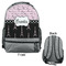 Paris Bonjour and Eiffel Tower Large Backpack - Gray - Front & Back View
