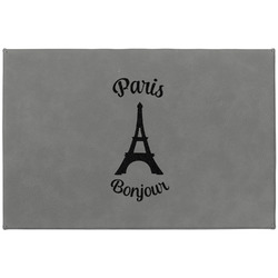 Paris Bonjour and Eiffel Tower Large Gift Box w/ Engraved Leather Lid (Personalized)