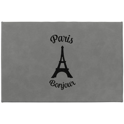 Paris Bonjour and Eiffel Tower Large Gift Box w/ Engraved Leather Lid (Personalized)