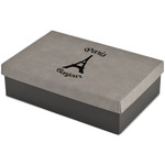 Paris Bonjour and Eiffel Tower Large Gift Box w/ Engraved Leather Lid (Personalized)