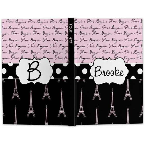 Paris Bonjour and Eiffel Tower Large Hard Cover Journal - Apvl