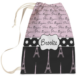 Paris Bonjour and Eiffel Tower Laundry Bag - Large (Personalized)