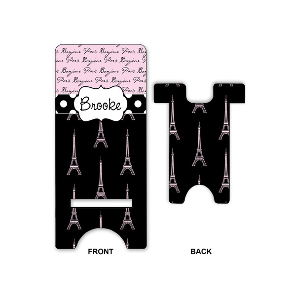 Paris Bonjour and Eiffel Tower Large Phone Stand - Front & Back
