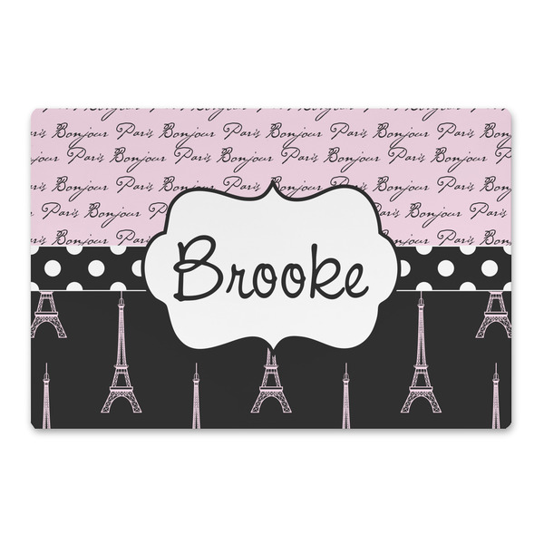 Custom Paris Bonjour and Eiffel Tower Large Rectangle Car Magnet (Personalized)