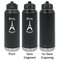 Paris Bonjour and Eiffel Tower Laser Engraved Water Bottles - 2 Styles - Front & Back View