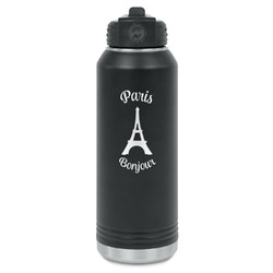 Paris Bonjour and Eiffel Tower Water Bottle - Laser Engraved - Front (Personalized)