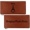 Paris Bonjour and Eiffel Tower Leather Checkbook Holder Front and Back