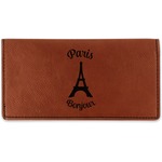 Paris Bonjour and Eiffel Tower Leatherette Checkbook Holder - Single Sided (Personalized)