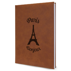 Paris Bonjour and Eiffel Tower Leather Sketchbook (Personalized)