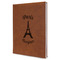 Paris Bonjour and Eiffel Tower Leather Sketchbook - Large - Single Sided (Personalized)