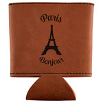 Paris Bonjour and Eiffel Tower Leatherette Can Sleeve (Personalized)