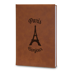Paris Bonjour and Eiffel Tower Leatherette Journal - Large - Double Sided (Personalized)
