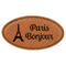 Paris Bonjour and Eiffel Tower Leatherette Oval Name Badge with Magnet (Personalized)