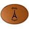 Paris Bonjour and Eiffel Tower Faux Leather Iron On Patch - Oval (Personalized)