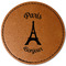 Paris Bonjour and Eiffel Tower Faux Leather Iron On Patch - Round (Personalized)