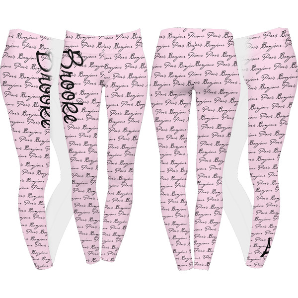 Paris Bonjour and Eiffel Tower Leggings Turn Around - Apvl