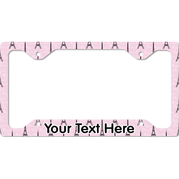 Custom Paris Bonjour and Eiffel Tower License Plate Frame - Style C (Personalized)