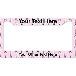 Paris Bonjour and Eiffel Tower License Plate Frame - Style B (Personalized)
