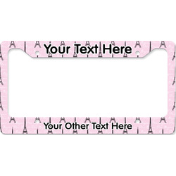 Paris Bonjour and Eiffel Tower License Plate Frame - Style B (Personalized)