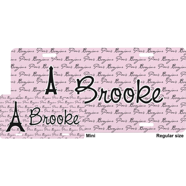 Paris Bonjour and Eiffel Tower License Plate (Sizes)