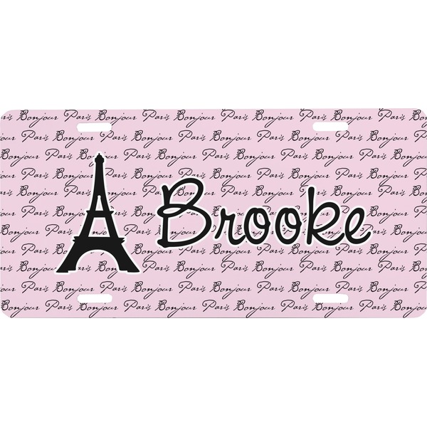 Custom Paris Bonjour and Eiffel Tower Front License Plate (Personalized)