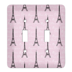 Paris Bonjour and Eiffel Tower Light Switch Cover (2 Toggle Plate) (Personalized)