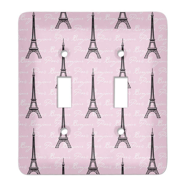 Custom Paris Bonjour and Eiffel Tower Light Switch Cover (2 Toggle Plate)