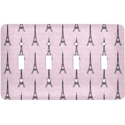 Paris Bonjour and Eiffel Tower Light Switch Cover (4 Toggle Plate)