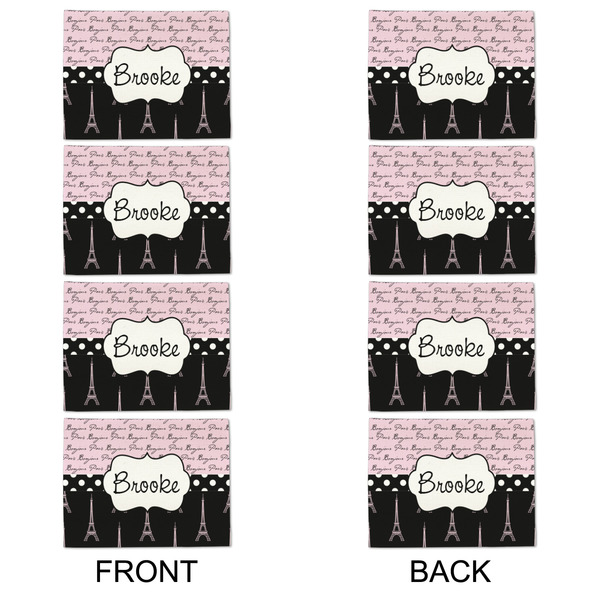 Paris Bonjour and Eiffel Tower Linen Placemat - APPROVAL Set of 4 (double sided)