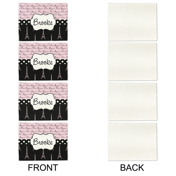 Paris Bonjour and Eiffel Tower Linen Placemat - APPROVAL Set of 4 (single sided)