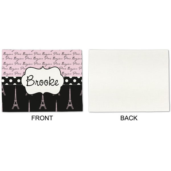 Paris Bonjour and Eiffel Tower Linen Placemat - APPROVAL Single (single sided)