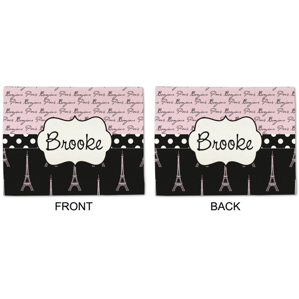 Paris Bonjour and Eiffel Tower Linen Placemat - APPROVAL (double sided)