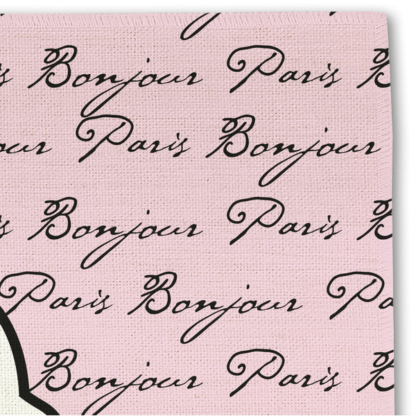 Paris Bonjour and Eiffel Tower Linen Placemat - DETAIL