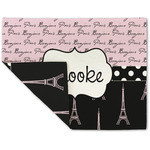 Paris Bonjour and Eiffel Tower Double-Sided Linen Placemat - Single w/ Name or Text